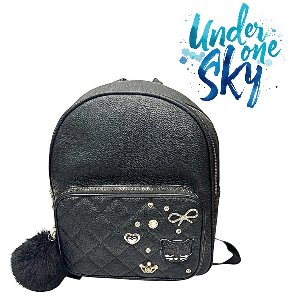 Under One Sky Black Mini Backpack Studded Stars Young Adult Pre-Owned